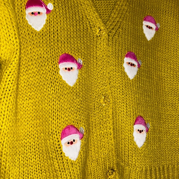 Chartreuse Santa cardigan size small - Picture 6 of 9